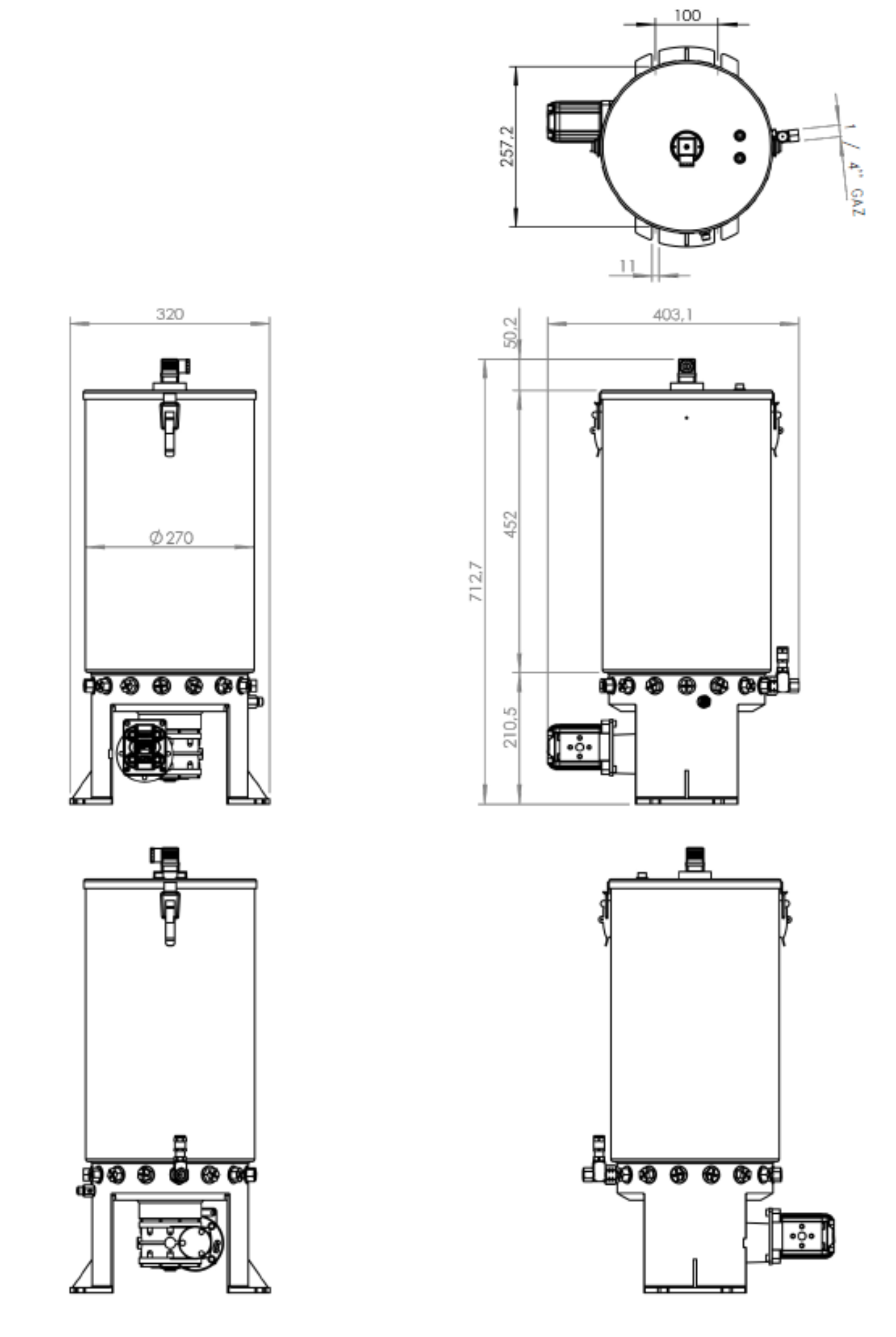 Dimensies PEG 250 N MI