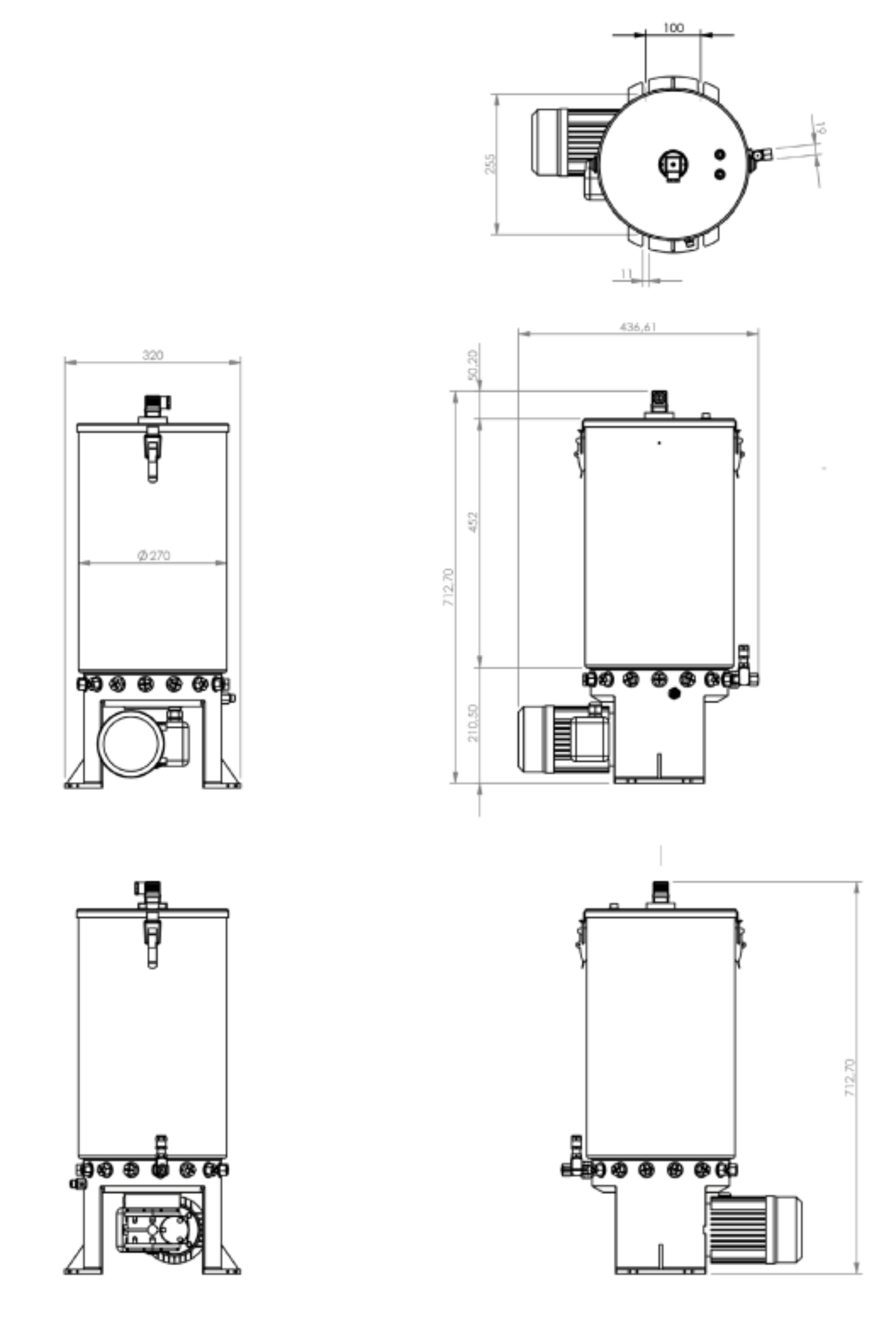 Dimensies PEG 250 N